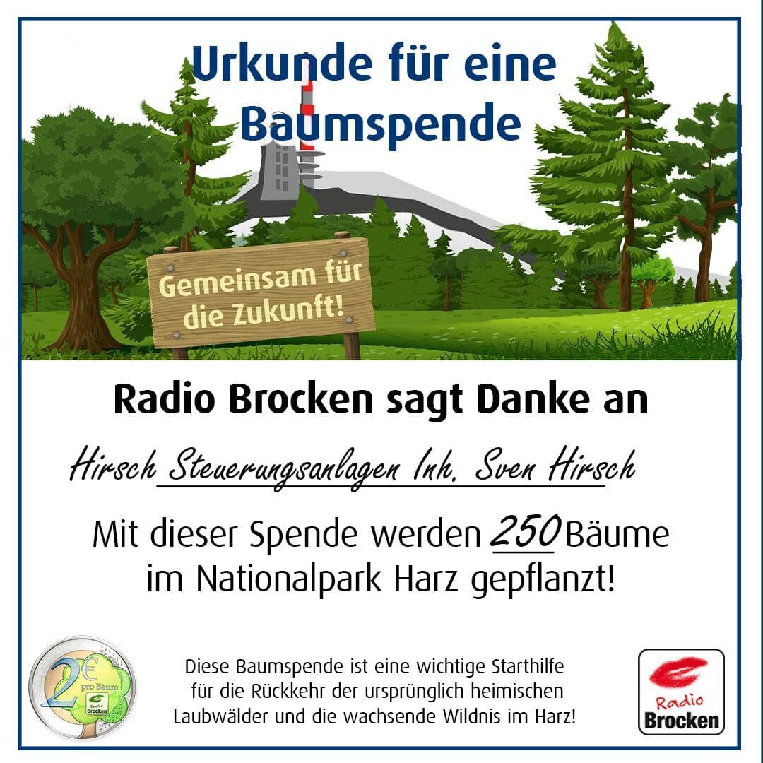 Radio Brocken Baumspende Nationalpark Harz