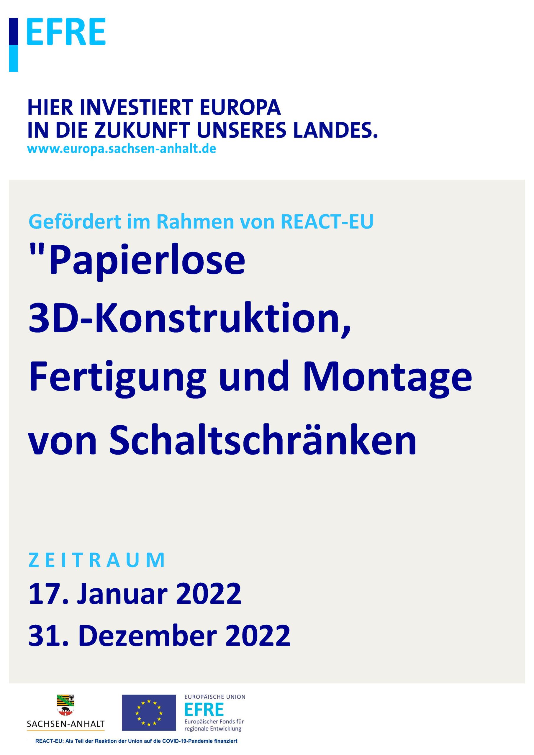 EFRE Papierlose 3D-Konstruktion, Fertigung und Montage von Schaltschränken