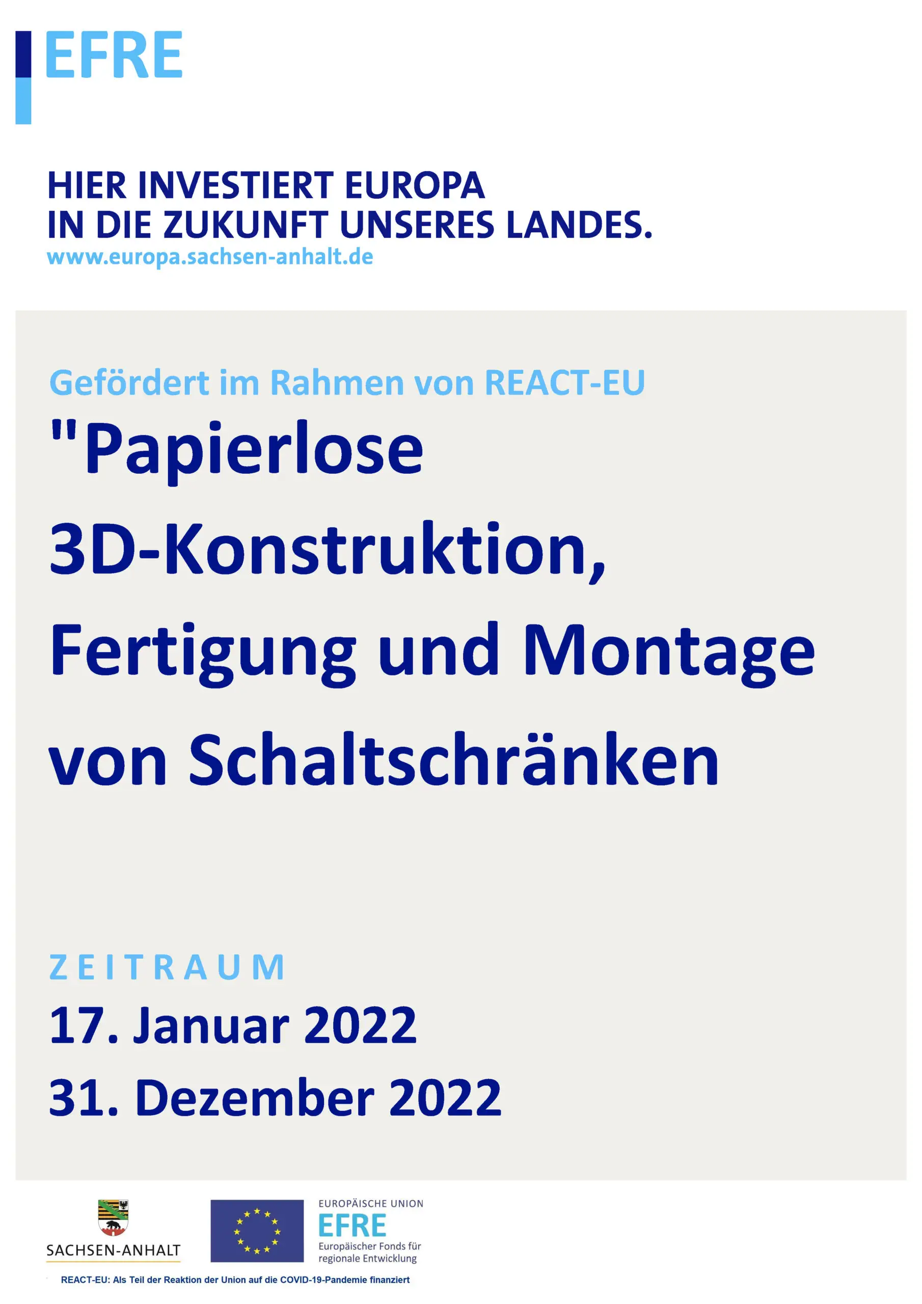 EFRE Papierlose 3D-Konstruktion, Fertigung und Montage von Schaltschränken
